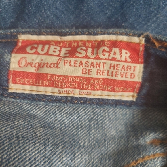 Cube Sugar Japanese Blue‎ Denim Linen Blend Size M Paint Drop Art - Picture 9 of 11